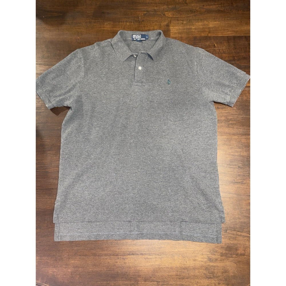 Polo Ralph Lauren Grey Collared Green Pony  Dress Shirt Mens Size Large